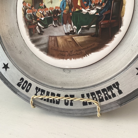 Vintage THE GREAT AMERICAN REVOLUTION 1776 Pewter Painted Tile Plate 10.5" Ohio - Picture 8 of 12